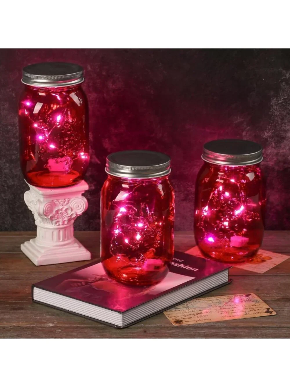 32oz Red Mason Jars (6 Pack) - Wide Mouth Quart for Canning, Storage, Pickling